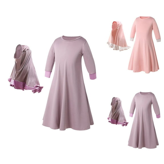 Little Girls Clothes Girls Set Toddler Baby Kid Girl Ramadan Abaya Dubai Robe Traditional Clothing Dress