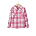 thumbnail image 1 of Little Girls Clothes Plaid Lapel Long Sleeved Shirts with Front Pocket Fall Winter Big Kids Clothes, 1 of 5