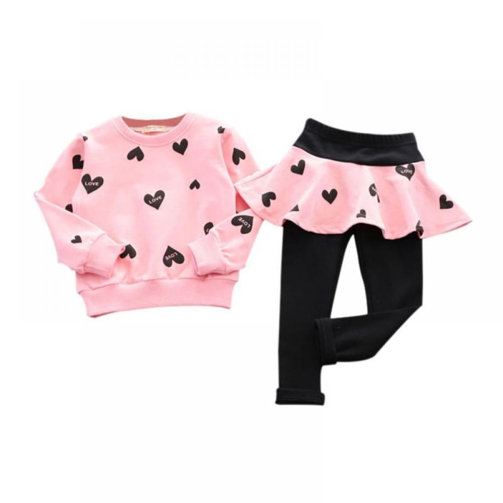 2-piece dress and leggings set - Dark pink/Hearts - Kids