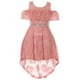 thumbnail image 1 of Little Girls Cold Shoulder Floral Lace Hi Lo Easter Wedding Bridesmaid Flower Girl Dress Rose 6 (2J1K7S6), 1 of 3