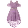 thumbnail image 1 of Little Girls Cold Shoulder Floral Lace High Low Wedding Bridesmaid Flower Girl Dress Lilac 6 (2J1K7S6), 1 of 3