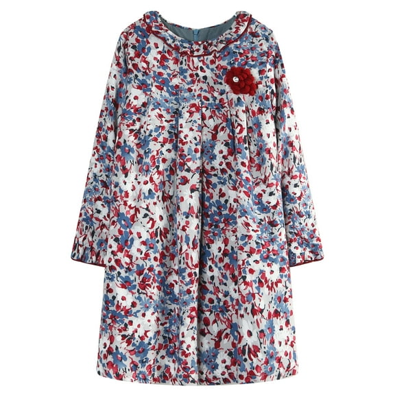 Little Girls Colorful Abstract Artistic Print A-Shaped Dress 2/3