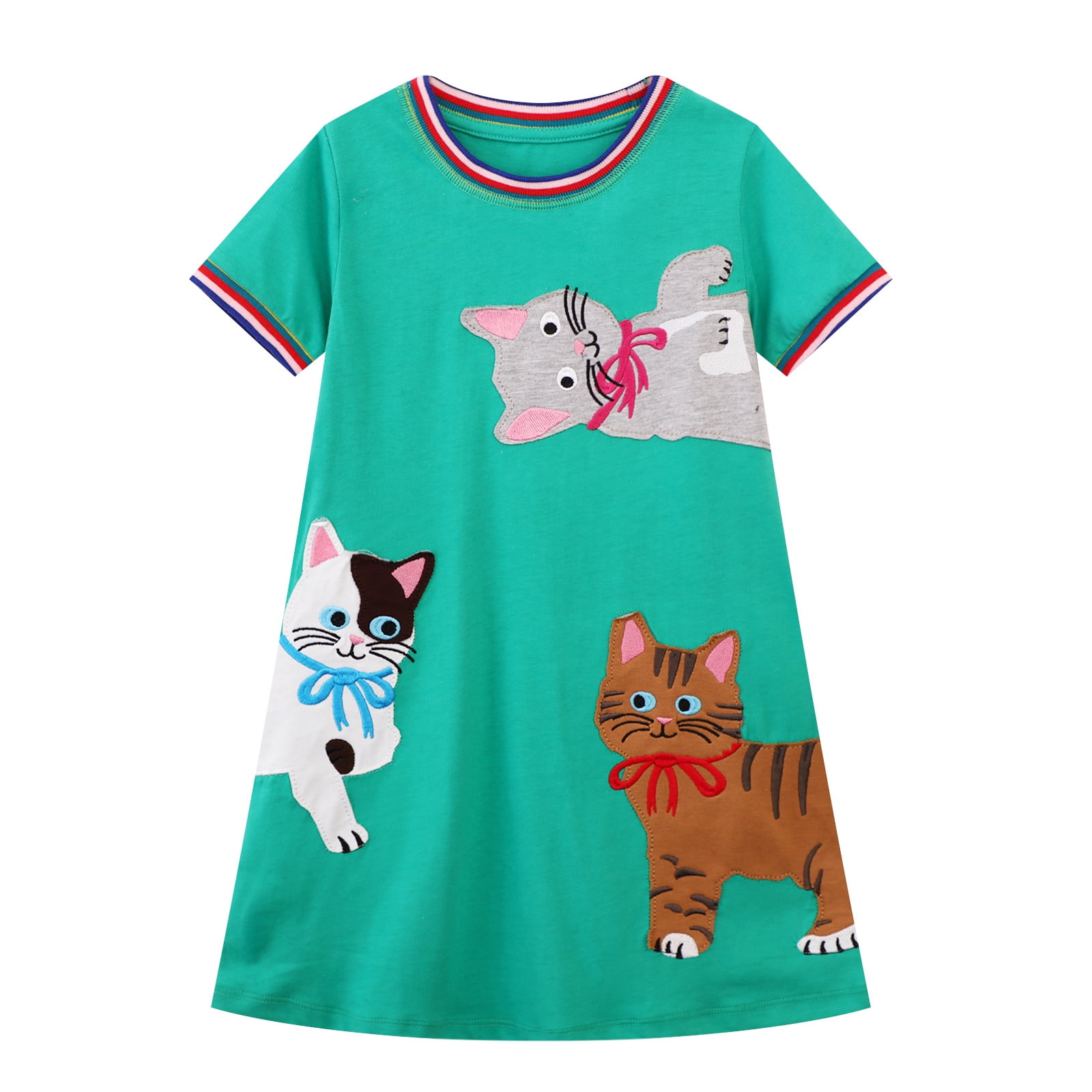 Sanlutoz Girls Cotton Long Sleeve Rabbit Dress - Cartoon Pattern (Grey, Sizes 3T-10) - View #5