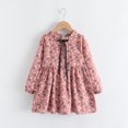 thumbnail image 1 of Little Girls Cotton Floral Dress Long Sleeve Ruffled Cute Spring Autumn Floral Printed Round Neck Bow Dresses, 1 of 8