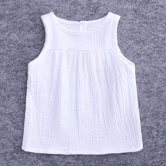 Little Girls Cotton Tops Cute Summer Sleeveless Shirts Kids Fashion Camisole Summer Candy Colored Children'S Cotton And Linen Multi Color Vest Top White 3-4 Years