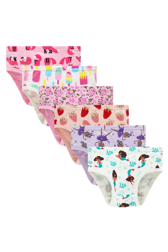 Little Girls Cotton Underwear Assorted Prints Panties 6-Pack Size 4T