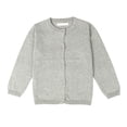 thumbnail image 1 of Little Girls Cute Crew Neck Long Sleeve Button-Down Solid Cotton Fine Knit Cardigan Sweaters, 1 of 7