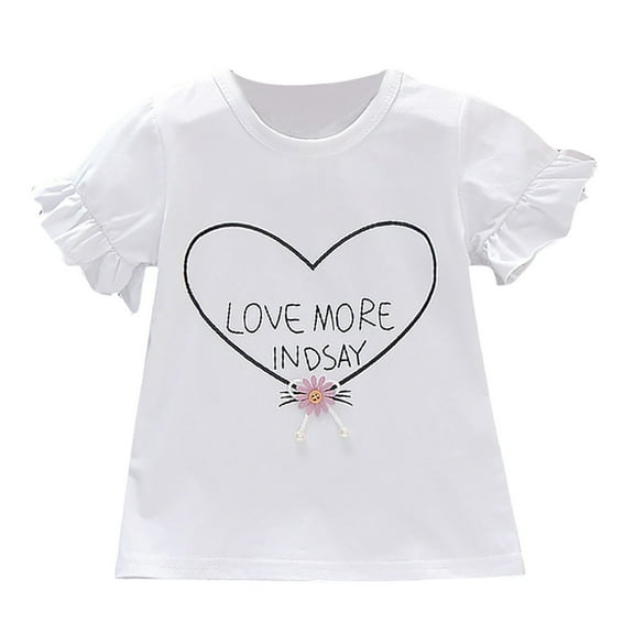 Little Girls Cute Graphic Tees Short Sleeve Versatile Tshirt Tops