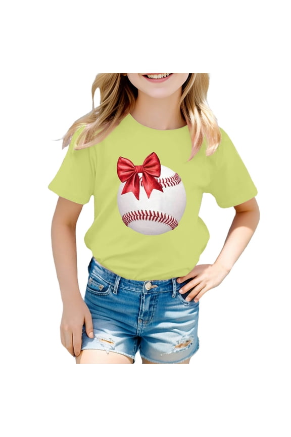Little Girls'Cute T Shirts Squid Theme Printed Fashion Loose Vacation Tops Size 5-6T