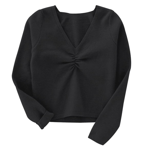 Little Girls Dance Sweaters Long Sleeve Solid Blouse Ballet Wrap Pullover Top For Kids