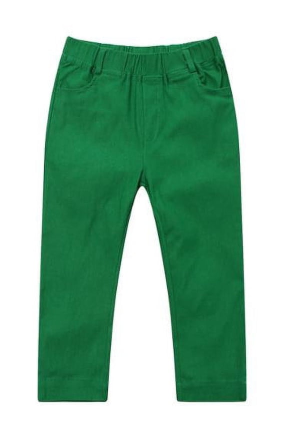 Little Girls Dark Green Elastic Waist Leisure Pants 2-3