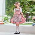 thumbnail image 1 of Little Girls Dirndl Dress 5-14Y Puff Short Sleeve Floral Print Oktoberfest Costume Dress with Matching Head Scarf Pink 13-14 Years, 1 of 9