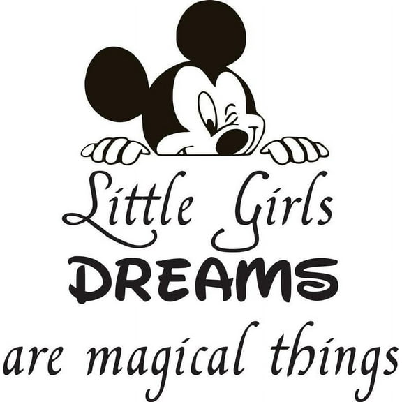 Little Girls Dreams Are Magical Things Quote Silhouette Bedroom Decor Art Custom Wall Decal Vinyl Sticker 10 Inches X 10 Inches