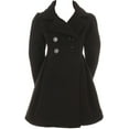 thumbnail image 1 of Little Girls Dress Coat Long Sleeve Button Pocket Long Winter Coat Outerwear Black 2 (2J0K4S9), 1 of 3