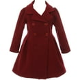 thumbnail image 1 of Little Girls Dress Coat Long Sleeve Button Pocket Long Winter Coat Outerwear Burgundy 2 (2J0K4S9), 1 of 4