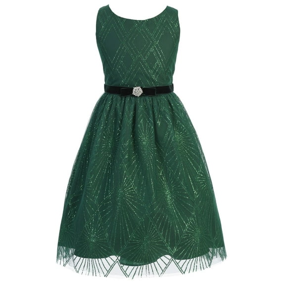 Little Girls Dress Glitter Christmas Holiday Party Easter Flower Girl Dress Green Size 6  (KDC102D)