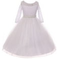 thumbnail image 1 of Little Girls Dress Lace Top Rhinestones Tulle Holiday Christmas Party Flower Girl Dress White Size 2 (M37BK2), 1 of 2