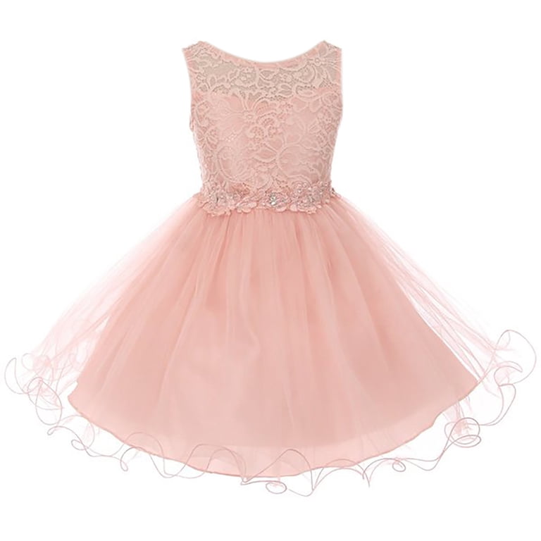 Little Girls Dress Lace Tulle Pageant Holiday Christmas Party Flower Girl Dress  Blush Size 6 (M10BK49) - Walmart.com