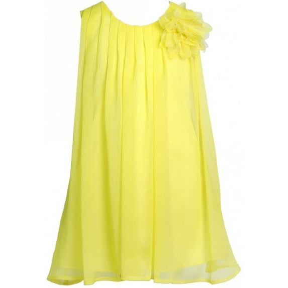 Little Girls Dress Sleeveless Chiffon Lovely Princess Flower Girl Dress Yellow 2 (Size 2-12)