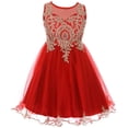 thumbnail image 1 of Little Girls Dress Sparkle Rhinestones Holiday Christmas Party Flower Girl Dress Red Size 4 (M10BK49), 1 of 3