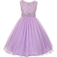 thumbnail image 1 of Little Girls Dress Wedding Pageant Sleeveless Lace Crystal Rhinestone Tulle Sash Flower Girl Dress Lilac 4 (M3B4K0), 1 of 5