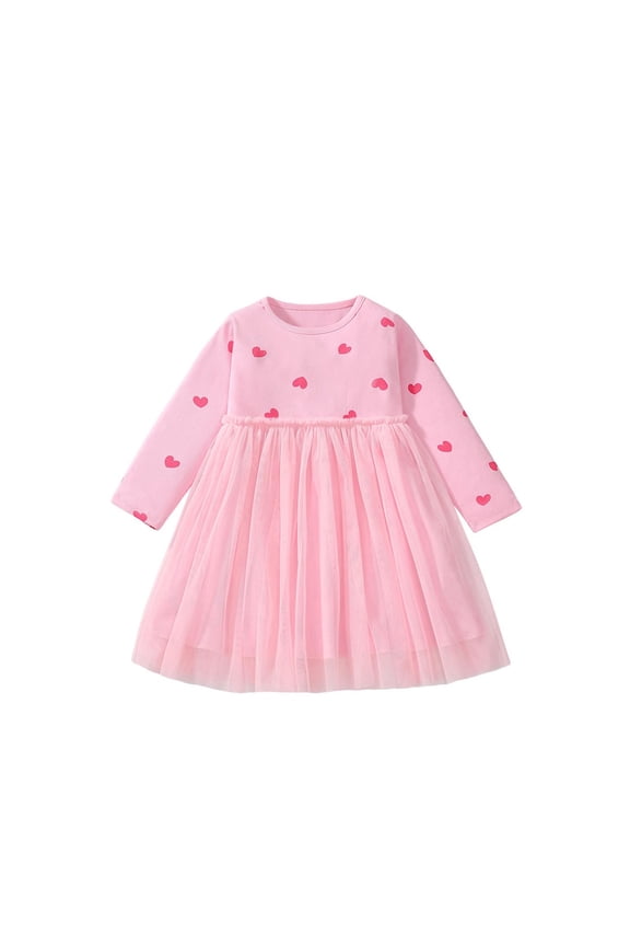 Little Girls Dresses Fashion New Solid Color Round Neck Long Sleeve Cotton Pleated Dress 1-7 Years Kids Party Dresses for Girls Girls Boutique Outfits