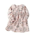 thumbnail image 1 of Little Girls Dresses Floral Print Long Sleeve Dress With Collar Kids Casual Party Wear Clothing Light Pink Size 7-8T, 1 of 8