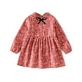 thumbnail image 1 of Little Girls Dresses Floral Print Zipper Long Sleeve Fashion Loose Casual Dresses for Girl 8T-9T, 1 of 4
