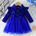 thumbnail image 1 of Little Girls Dresses Flower Girl Dress Long Sleeve Tulle Dress Girls Party Dress Girls Blue Dress for Girls Toddler Ball Gown Dress Baby Girl Birthday Dress 6-9 Months, 1 of 6