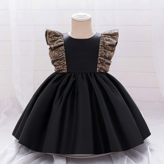 Little Girls Dresses Flower Girl Dress Sleeveless Tulle Dress Party Dress for Girls Black Dress for Girls Holiday Dress Baby Girl Birthday Dress 9-12 Months