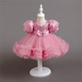 thumbnail image 1 of Little Girls Dresses Flower Girl Dress Toddler Short Sleeve Tulle Dress Girls Party Dress Girls Pink Dress Girl Toddler Wedding Guest Dress Tutu Girls Birthday Party Dress 18-24 Months, 1 of 8