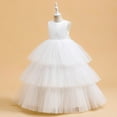 thumbnail image 1 of Little Girls Dresses Flower Girl Dress Toddler Sleeveless Tulle Dress Party Dress for Girls White Dress for Girls Long Dress Birthday Dress 4-5 Years, 1 of 6