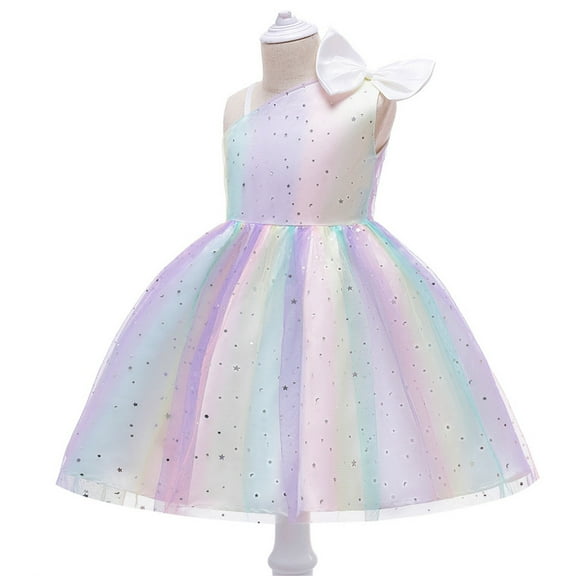Little Girls Dresses Flower Girl Dress Toddler Sleeveless Tulle Dress Tea Party Dresses for Girls White Dress Girl Toddler Formal Dress Toddler Birthday Dress 6-7 Years