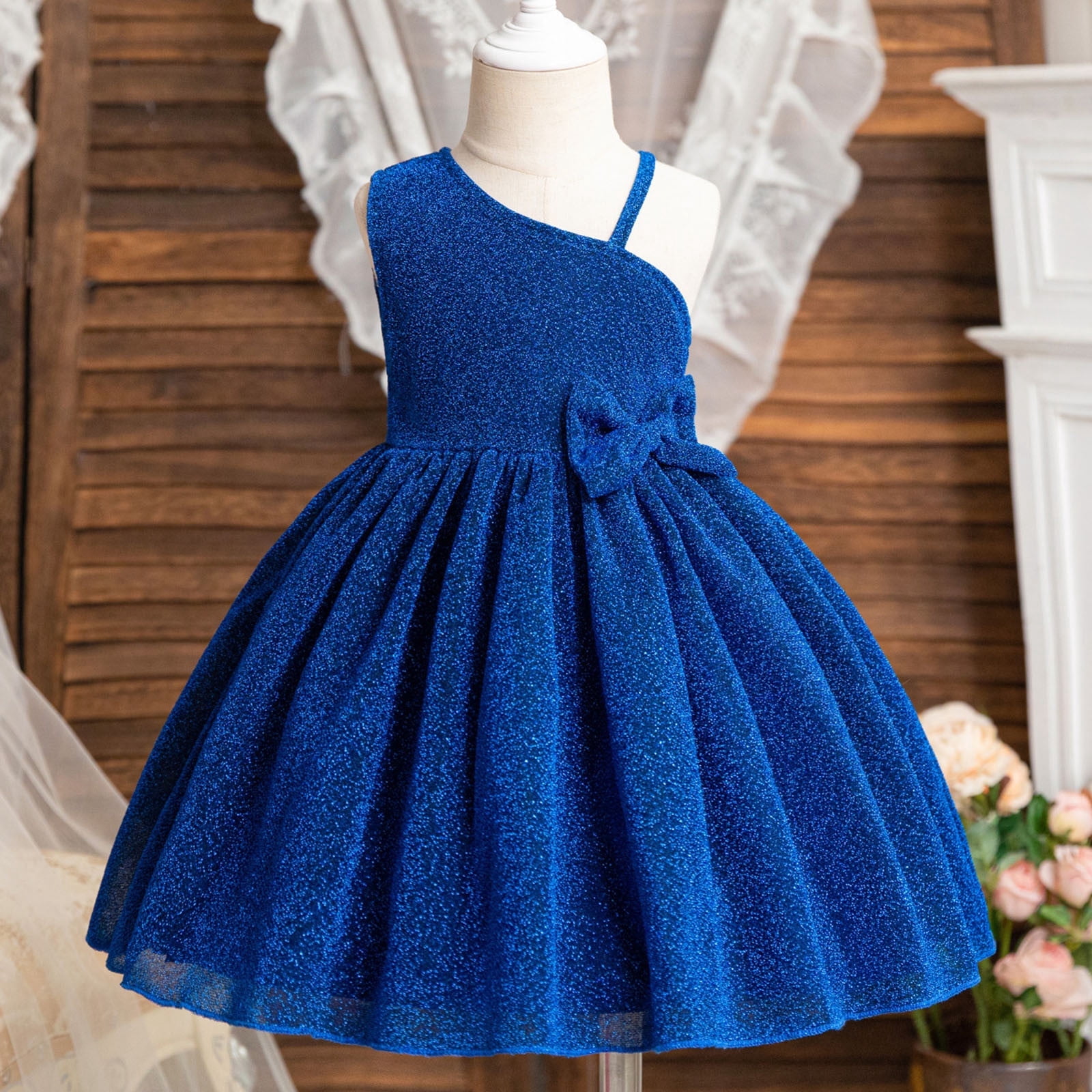 birthday dresses for 2 year old girl Little Girls Flower Dresses Sleeveless Tulle Dress Tea Party Dresses Girls Blue Dress for Girls Princess Dress Girls Dress 2-3 Years Girl party dress
