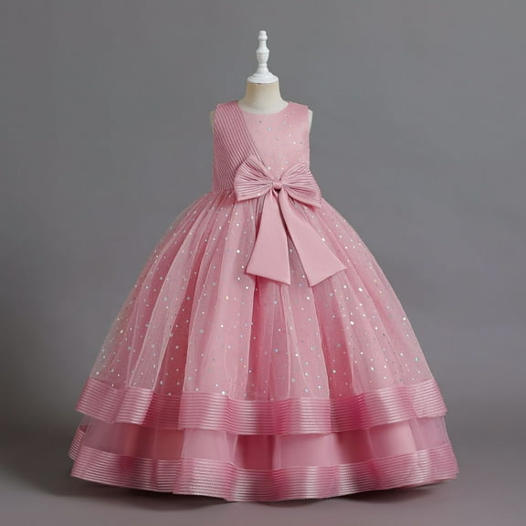 Little Girls Dresses Girls Flower Girl Dress Sleeveless Tulle Dress Tea Party Dresses for Girls Hot Pink Dress Girl Toddler Wedding Guest Dress Birthday Dress 4-5 Years