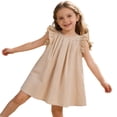 thumbnail image 1 of Little Girls Dresses , Girls Size 10-12 Dresses Elegant Girls Summer Dress With Ruffle Sleeves Soft Solid Color A Line Dress For 1 6 Years Girls, 1 of 5
