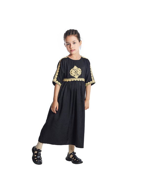 Little Girls' Dresses Lace Middle Southeast Asia Floral Embroidery Children'S Party Wear Girls Beach Dress Size 7-8T