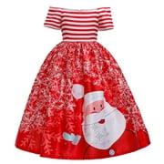 Little Girls Dresses Party Gown Pageant Xmas Christmas Deer Yeti Printed Dance Princess Dress
