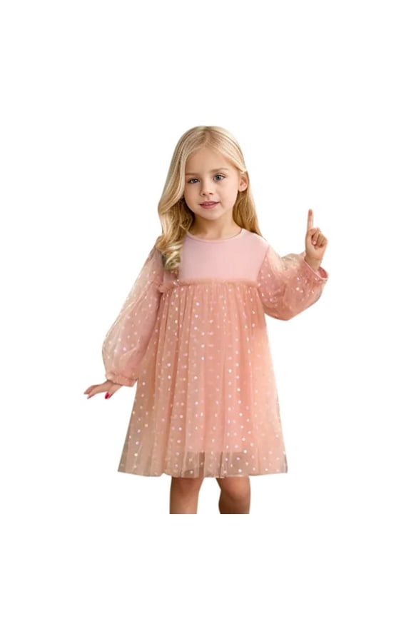 Little Girls Dresses Size 4 Years-5 Years Spring Fall Long Sleeve Tutu Dress Princess Dress Beach Dress