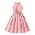 thumbnail image 1 of Little Girls Dresses Size 8 Years-9 Years Solid Color Hanging Neck Waist Collection Dress Princess Dress Outwear Girls Clothing, 1 of 3