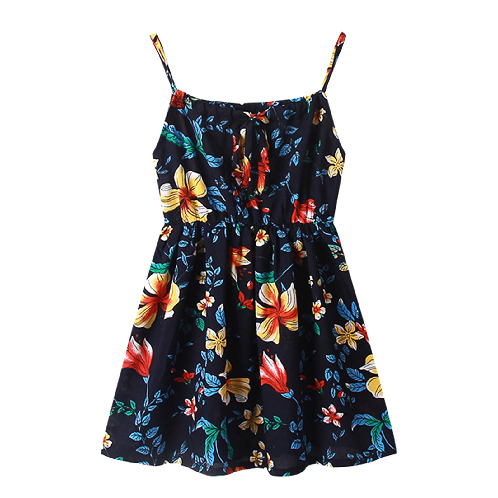 Little Girls Dresses Spaghetti Strap Floral Flowy A-Line Dress 2-9Y ...