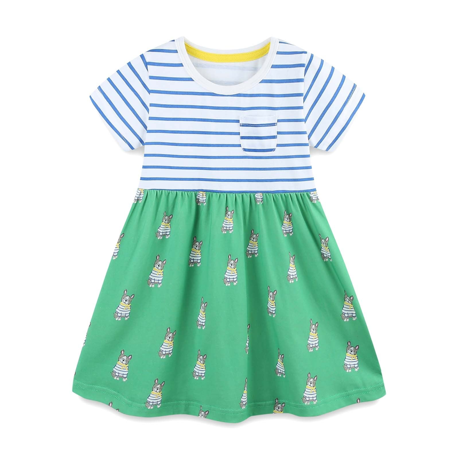 Girls Unicorn Dress - Cotton Cartoon Applique Casual Dress For Toddlers 2-7 Years