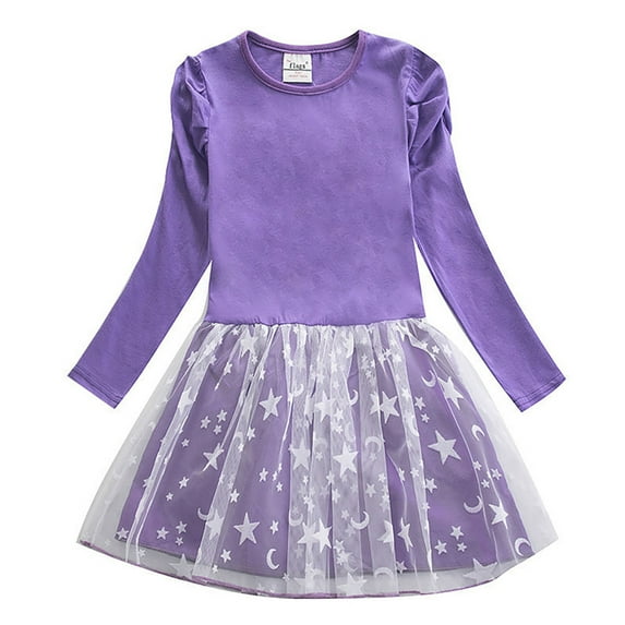 Little Girls Dresses Tutu Party Sequins Prints Style Dress Fall Clothes Size 6-7T