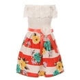 thumbnail image 1 of Little Girls Elegant 2 Way Off Shoulder Lace Floral Birthday Party Flower Girl Dress Coral 4 (2J1K2S9), 1 of 5