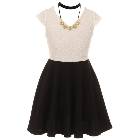 Little Girls Elegant Cap Sleeve Floral Lace Top Neckband Easter Party Flower Girl Dress Off White 4 (2J1K0S7)