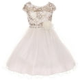 thumbnail image 1 of Little Girls Elegant Cap Sleeve Sequin Pageant Easter Wedding Flower Girl Dress Off White 4 (2J1K1S6), 1 of 4