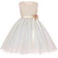 thumbnail image 1 of Little Girls Elegant Contrast 3D Lace Tulle Flowers Girls Dresses Blue 6, 1 of 5