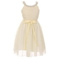 thumbnail image 1 of Little Girls Elegant Sleeveless Lace Pearl Chiffon Birthday Party Party Flower Girl Dress Ivory 4 (2J1K2S1), 1 of 5