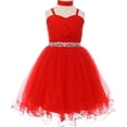 thumbnail image 1 of Little Girls Elegant Twist Wired Tulle Rhinestones Beaded Waist Scarf Gown Flower Girl Dress Flower Girl Dress Red 6 (C50CC19), 1 of 5