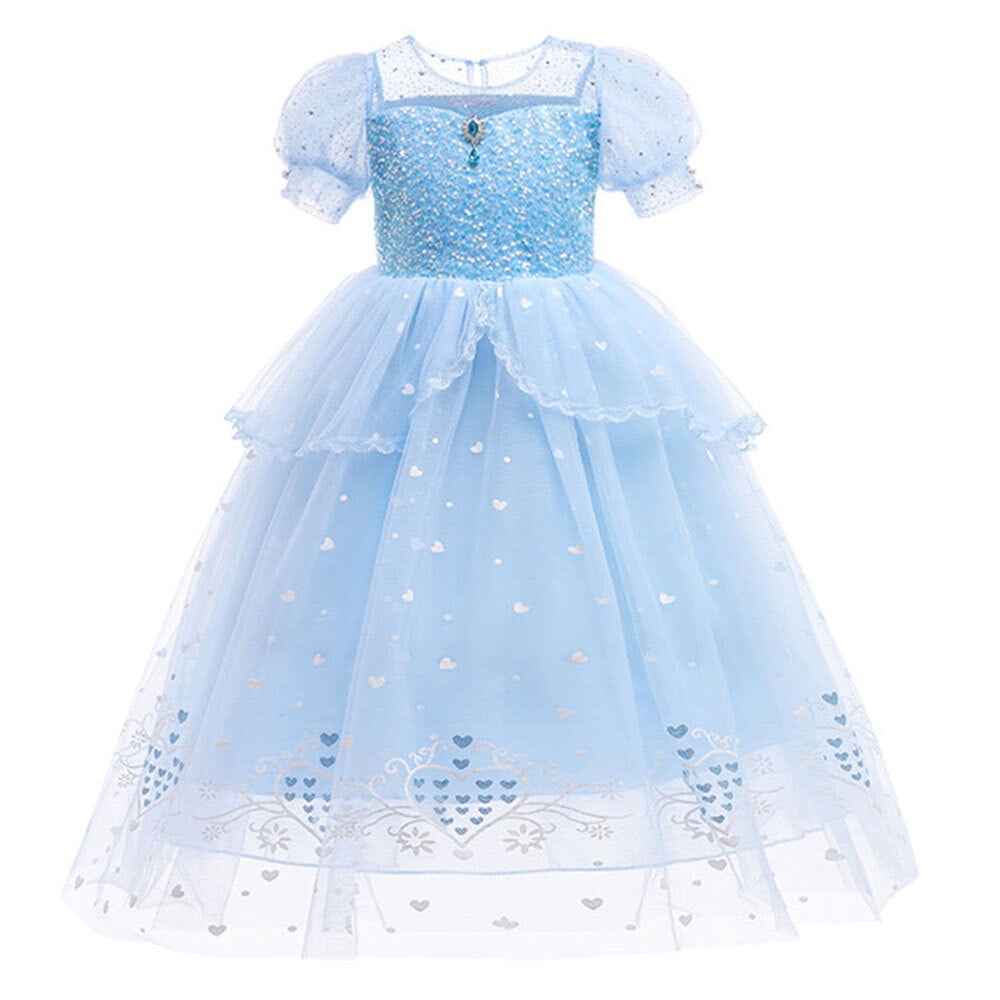 Little Girls Elsa Costume Dress Halloween Queen Outfit Christmas